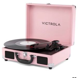 Pink Portable Suitcase Record Player